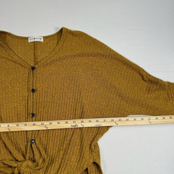 Coco And Main Button Down Tie Front Ribbed Top Womens Size Medium Dolman Sleeve - Picture 5 of 7